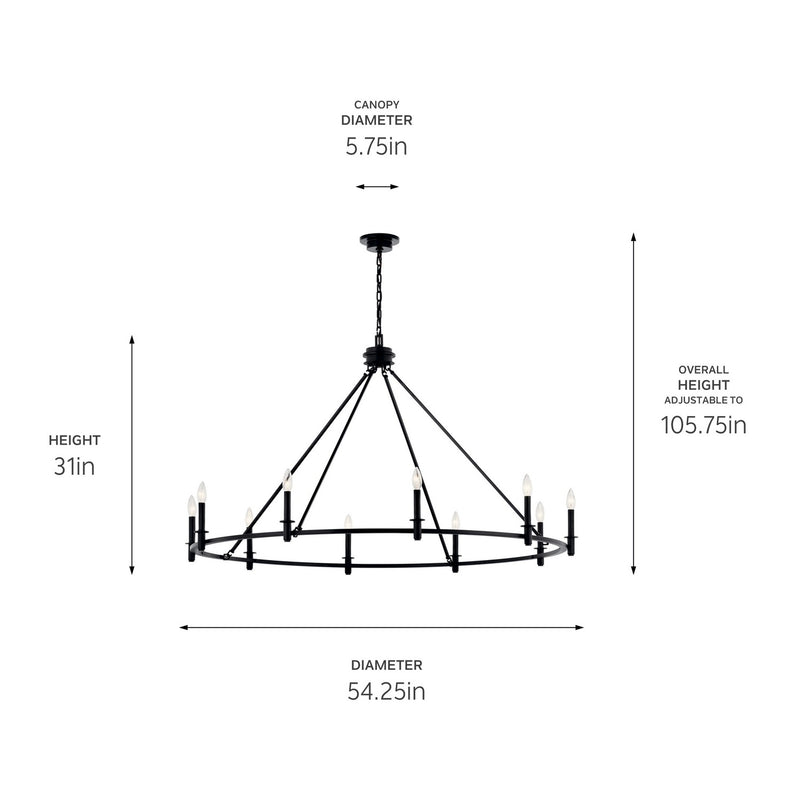 Kichler 52707BK Ten Light Chandelier, Black (4)