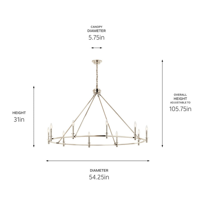 Kichler 52707PN Ten Light Chandelier, Polished Nickel (4)