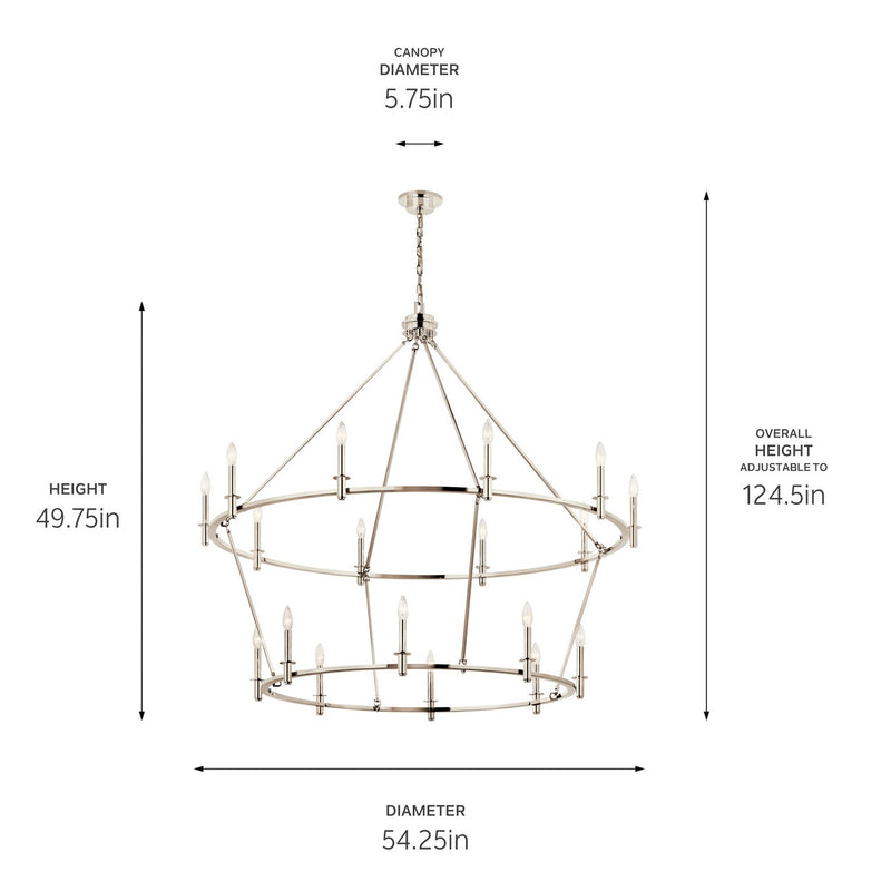 Kichler 52708PN 18 Light Chandelier, Polished Nickel (4)