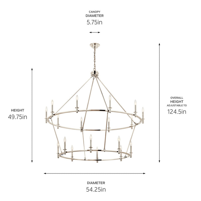Kichler 52708PN 18 Light Chandelier, Polished Nickel (4)