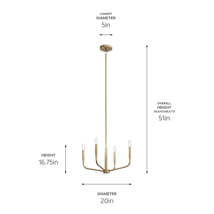 Kichler 52716CPZ Four Light Chandelier/Semi Flush Mount, Champagne Bronze (6)