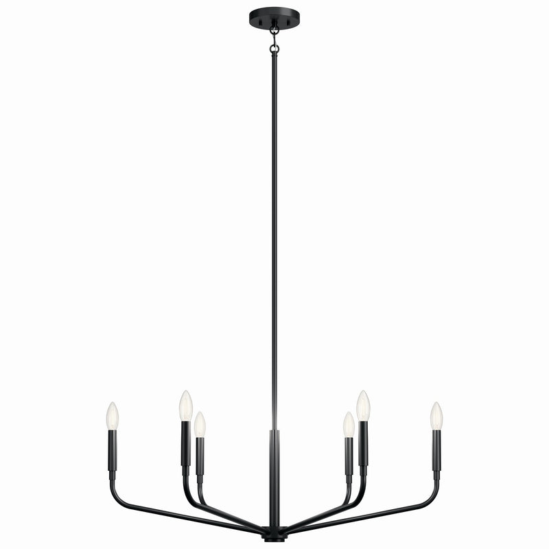 Kichler 52718BK Six Light Chandelier, Black (4)