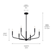 Kichler 52718BK Six Light Chandelier, Black (5)