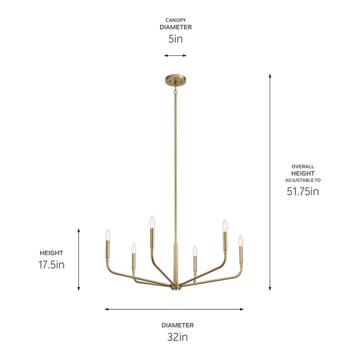 Kichler 52718CPZ Six Light Chandelier, Champagne Bronze (5)