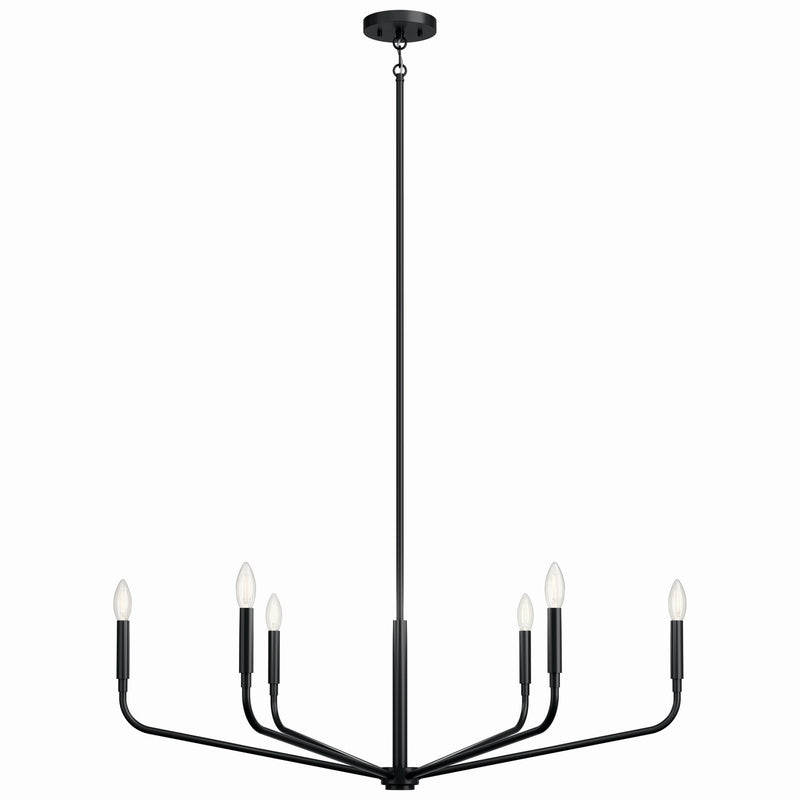 Kichler 52719BK Six Light Chandelier, Black (4)
