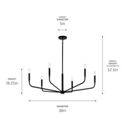 Kichler 52719BK Six Light Chandelier, Black (5)