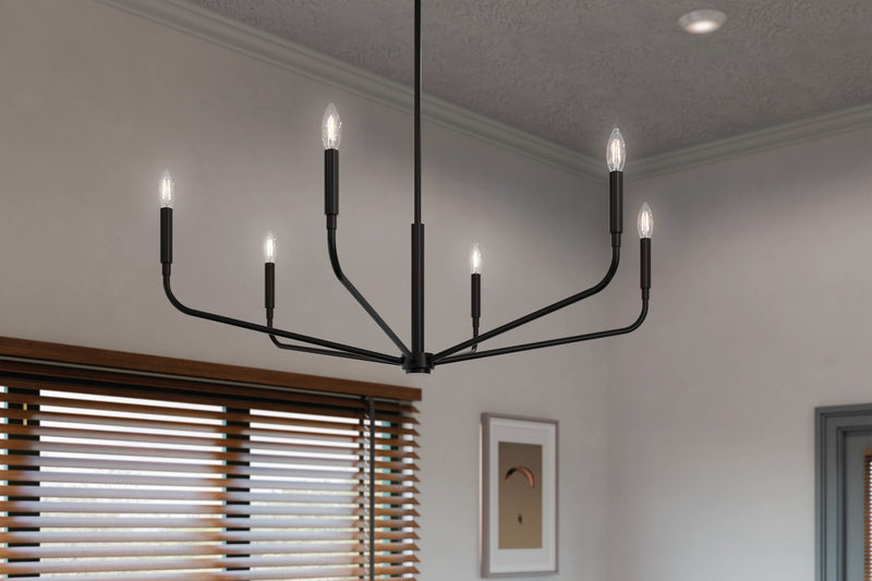 Kichler 52719BK Six Light Chandelier, Black (6)