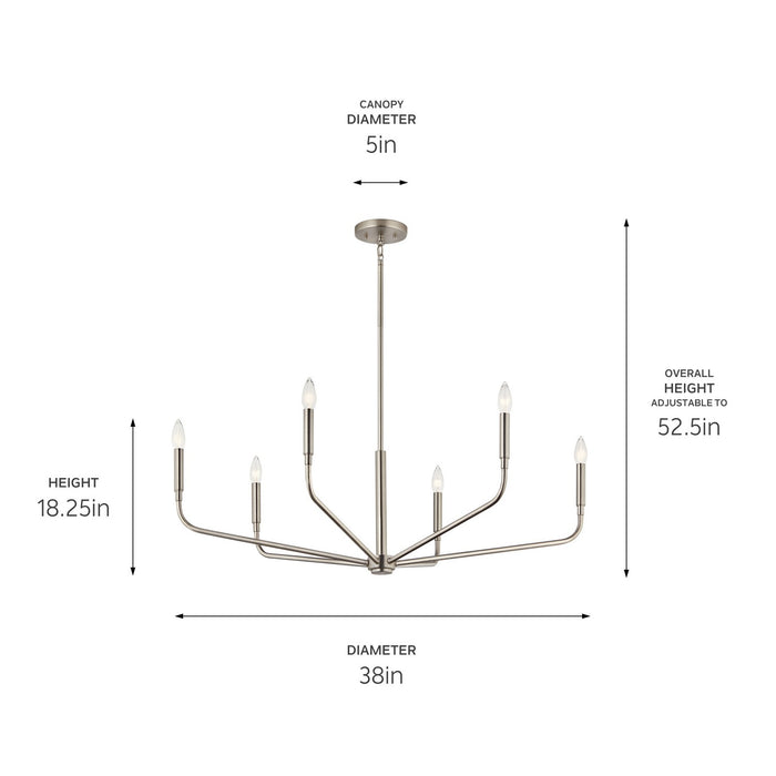 Kichler 52719NI Six Light Chandelier, Brushed Nickel (5)
