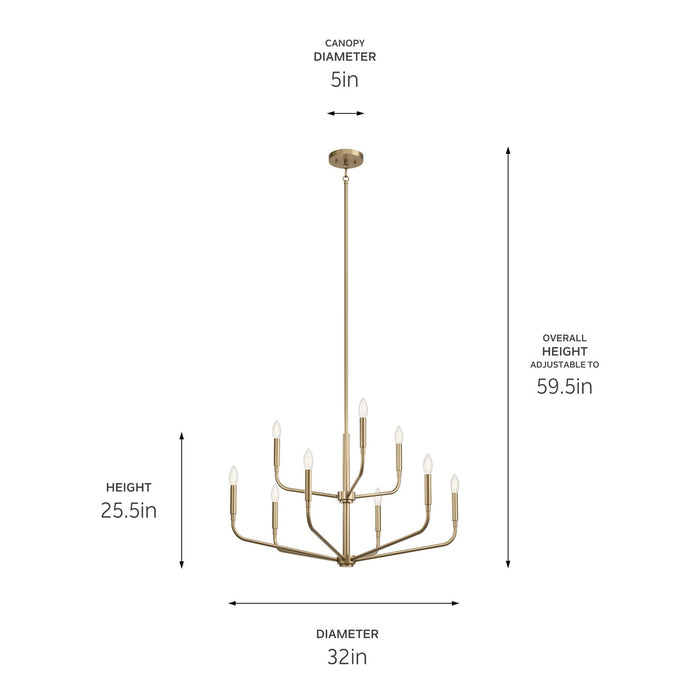 Kichler 52720CPZ Nine Light Chandelier, Champagne Bronze (5)