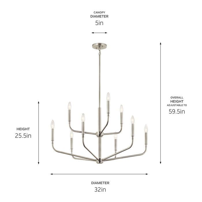 Kichler 52720NI Nine Light Chandelier, Brushed Nickel (5)