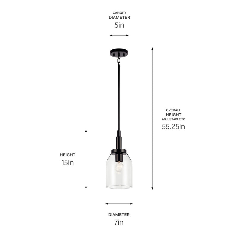 Kichler 52725BK One Light Mini Pendant, Black (5)