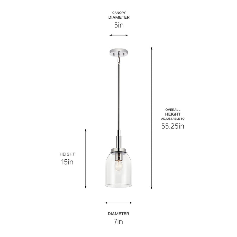 Kichler 52725CH One Light Mini Pendant, Chrome (5)