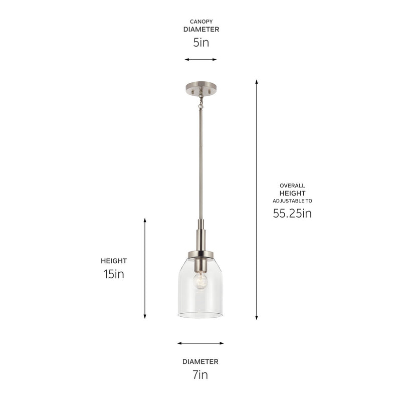 Kichler 52725NI One Light Mini Pendant, Brushed Nickel (5)