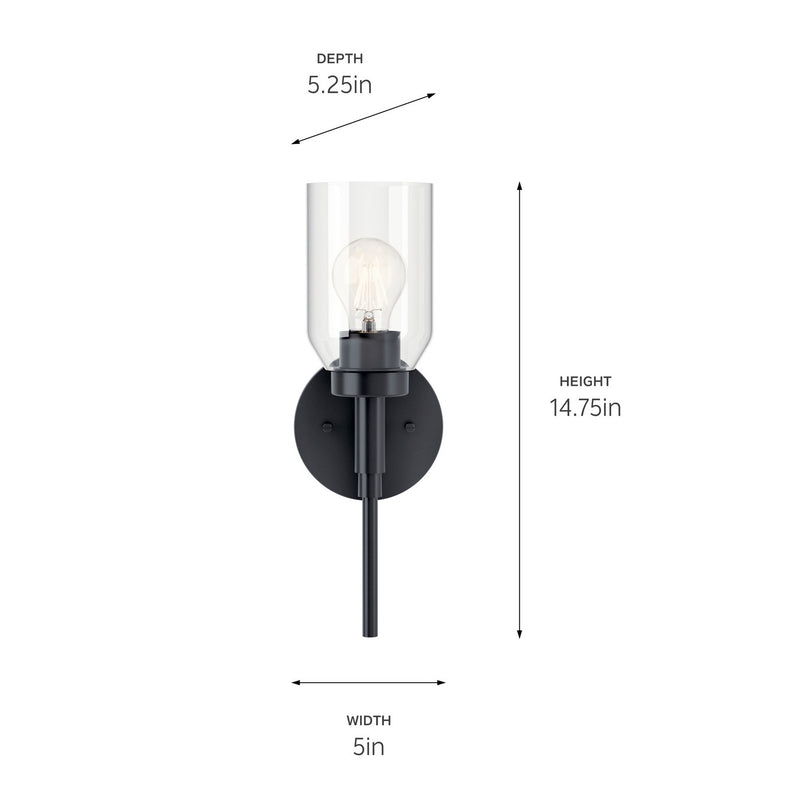 Kichler 55183BK One Light Wall Sconce, Black (5)