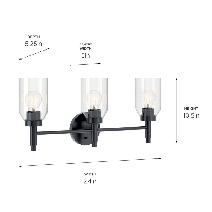 Kichler 55185BK Three Light Vanity, Black (4)