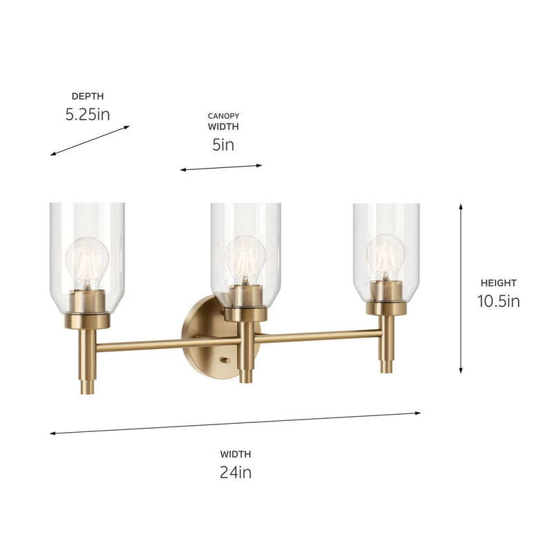 Kichler 55185CPZ Three Light Vanity, Champagne Bronze (4)