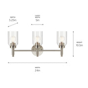 Kichler 55185NI Three Light Vanity, Brushed Nickel (4)