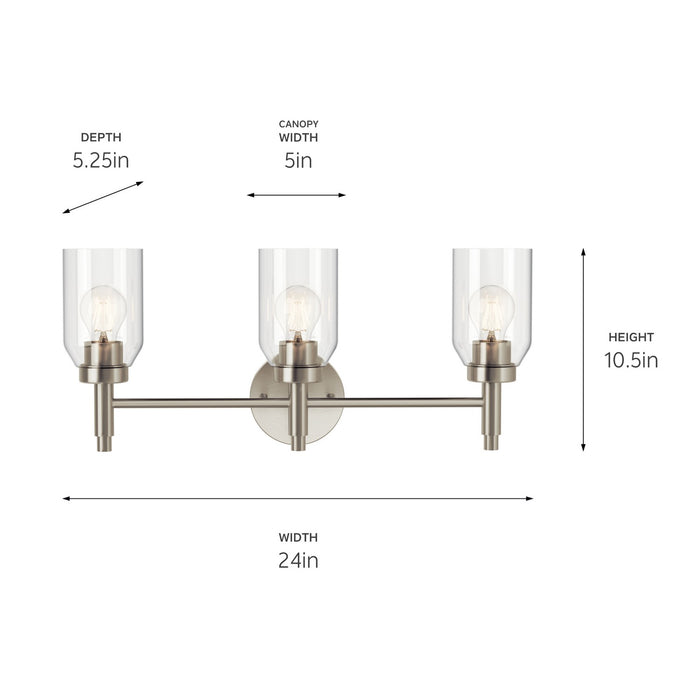 Kichler 55185NI Three Light Vanity, Brushed Nickel (4)