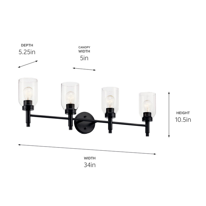Kichler 55186BK Four Light Vanity, Black (4)