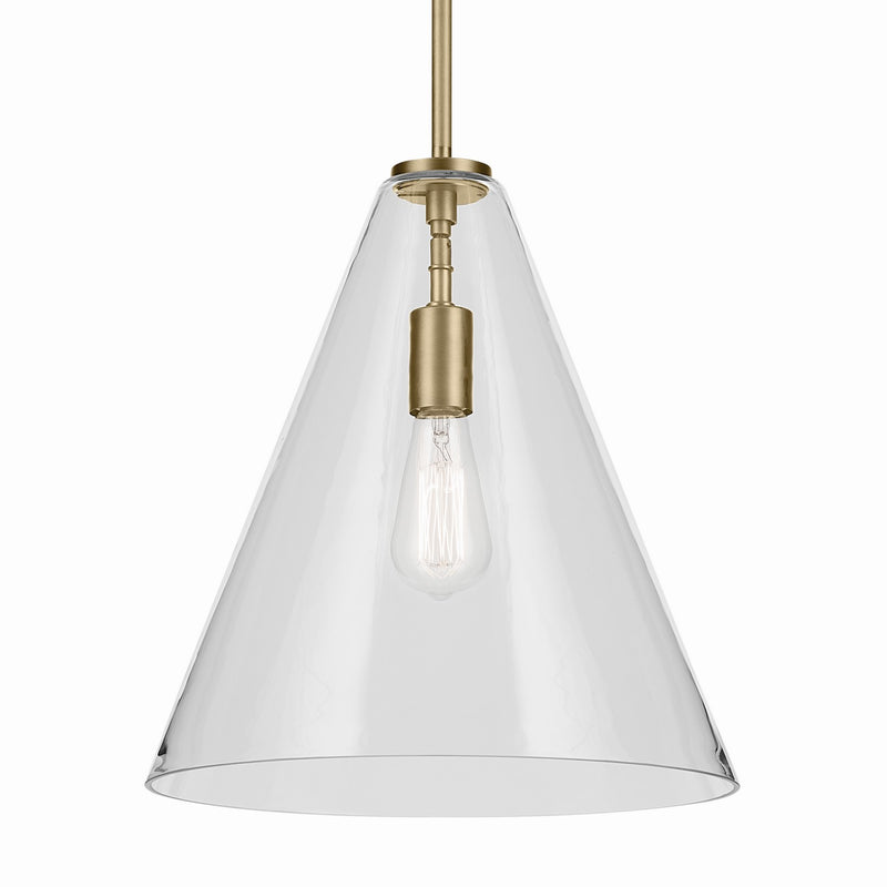 Kichler 42200NBR One Light Pendant, Natural Brass (2)