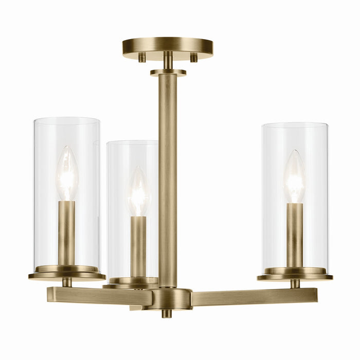 Kichler 43997NBR Three Light Chandelier, Natural Brass (2)