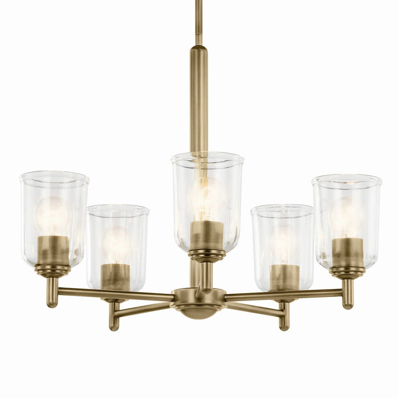 Kichler 43671NBRCLR Five Light Chandelier, Natural Brass (2)