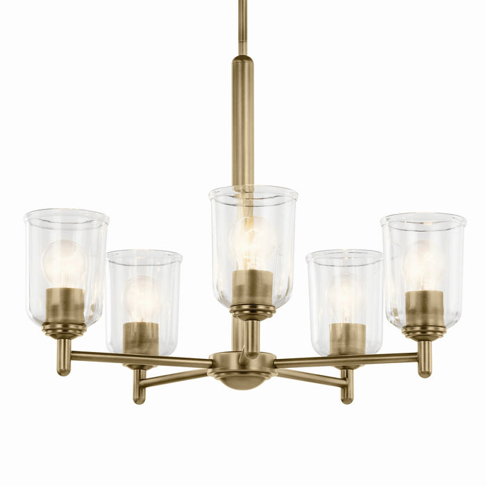 Kichler 43671NBRCLR Five Light Chandelier, Natural Brass (2)