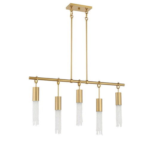 Savoy House 1-1365-5-322 Five Light Linear Chandelier, Warm Brass (2)