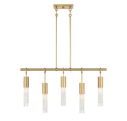 Savoy House 1-1365-5-322 Five Light Linear Chandelier, Warm Brass (3)