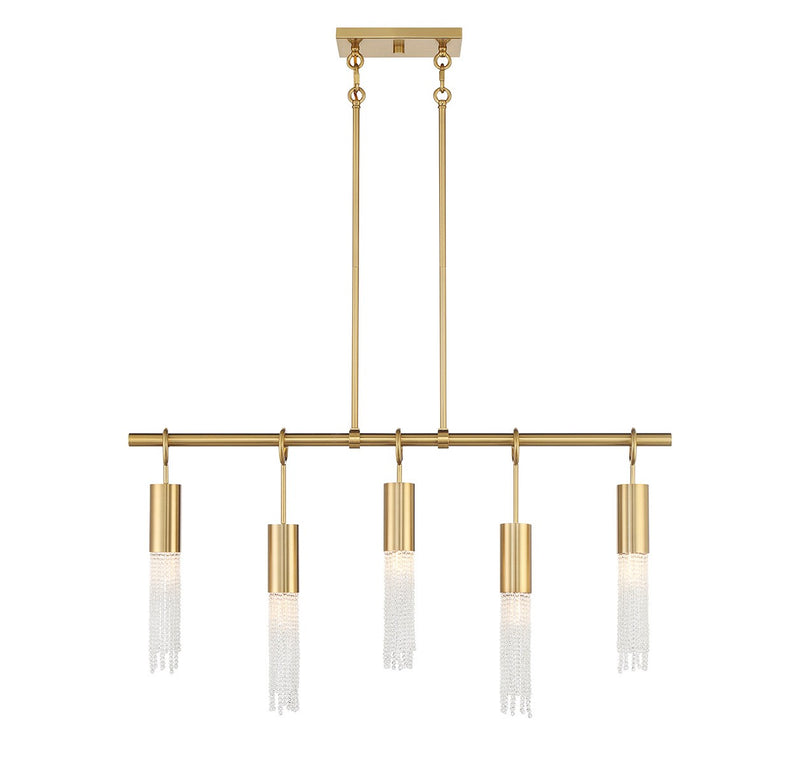Savoy House 1-1365-5-322 Five Light Linear Chandelier, Warm Brass (3)