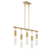 Savoy House 1-1365-5-322 Five Light Linear Chandelier, Warm Brass (4)