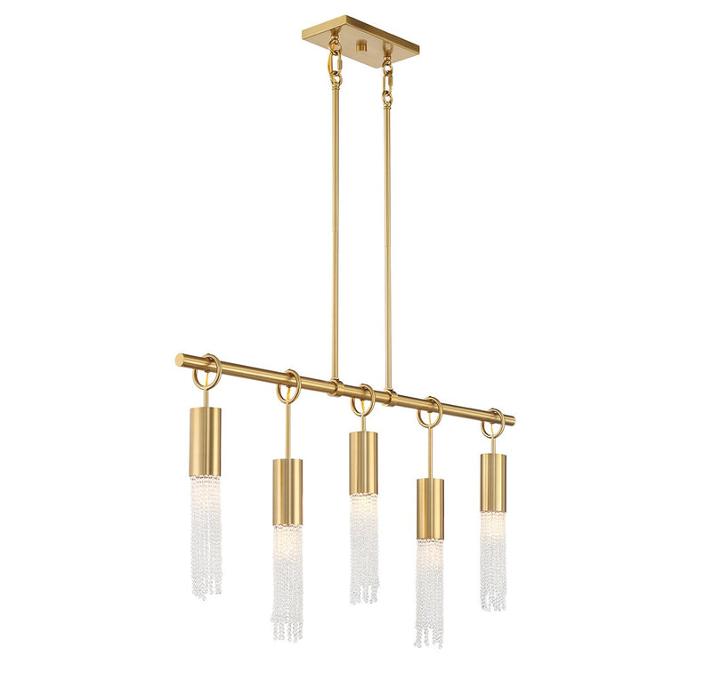 Savoy House 1-1365-5-322 Five Light Linear Chandelier, Warm Brass (4)