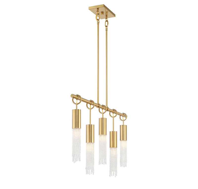Savoy House 1-1365-5-322 Five Light Linear Chandelier, Warm Brass (5)