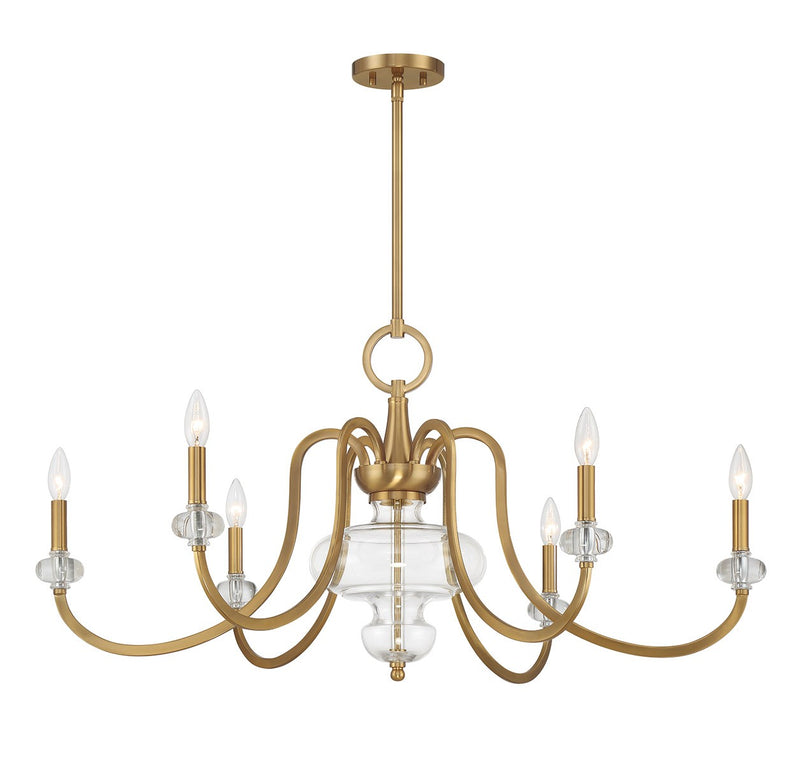 Savoy House 1-5802-6-322 Six Light Chandelier, Warm Brass (3)
