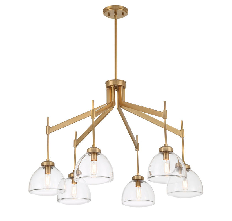 Savoy House 1-9841-6-322 Six Light Chandelier, Warm Brass (3)