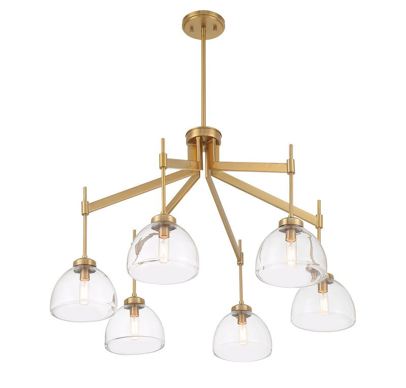 Savoy House 1-9841-6-322 Six Light Chandelier, Warm Brass (4)