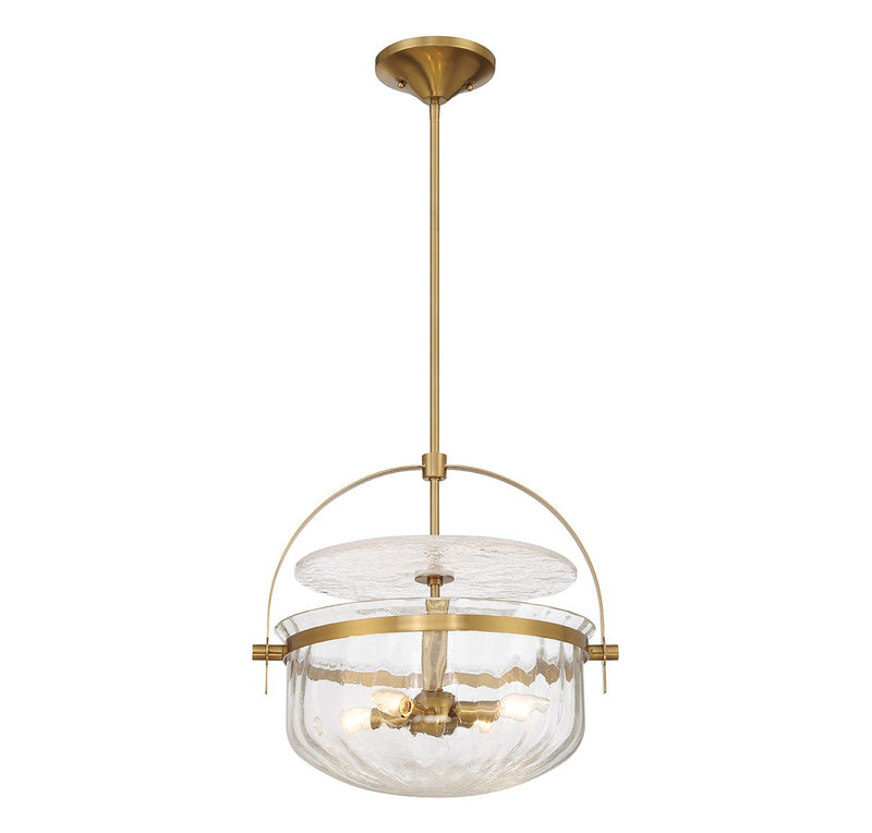 Savoy House 6-4723-4-322 Four Light Convertible Semi-Flush/Pendant, Warm Brass (3)