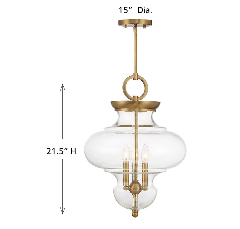 Savoy House 7-5801-3-322 Three Light Pendant, Warm Brass (6)