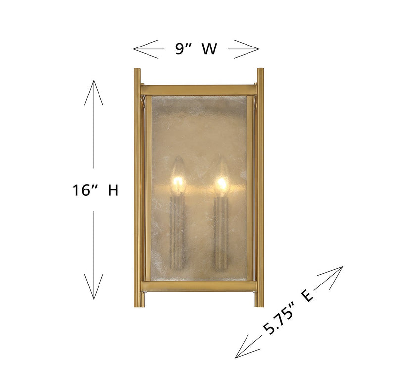 Savoy House 9-3800-2-322 Two Light Wall Sconce, Warm Brass (6)