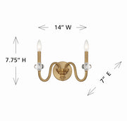 Savoy House 9-5800-2-322 Two Light Wall Sconce, Warm Brass (6)
