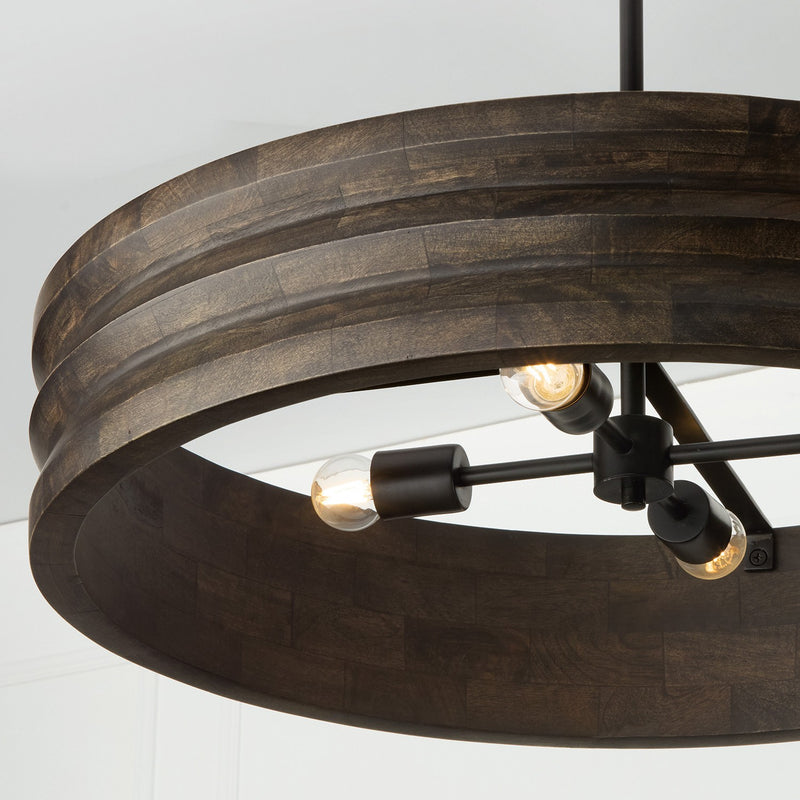 Capital Lighting 454041EB Four Light Chandelier, Espresso Stain and Black (4)