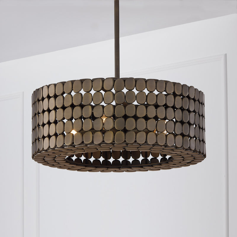 Capital Lighting 354141DR Four Light Pendant, Dark Brass (2)