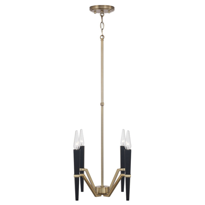 Capital Lighting 453841AB Four Light Chandelier, Aged Brass and Black (2)