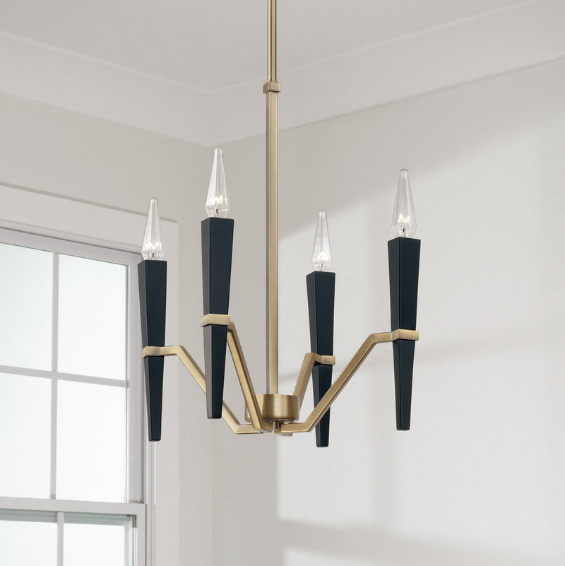 Capital Lighting 453841AB Four Light Chandelier, Aged Brass and Black (3)