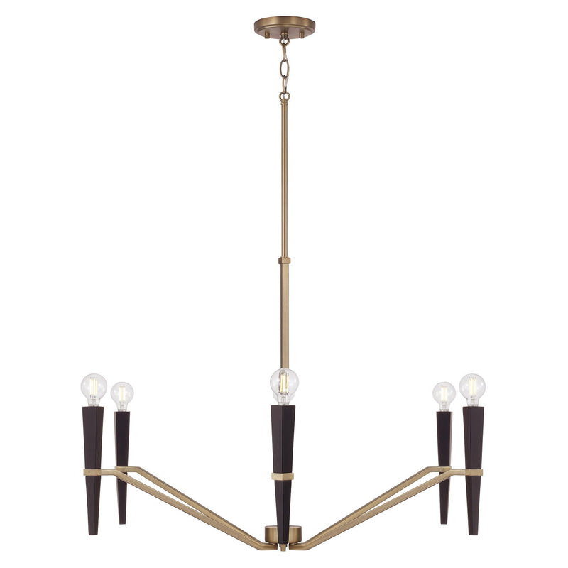 Capital Lighting 453861AB Six Light Chandelier, Aged Brass and Black (2)
