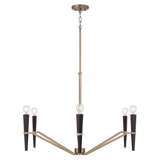 Capital Lighting 453861AB Six Light Chandelier, Aged Brass and Black (2)