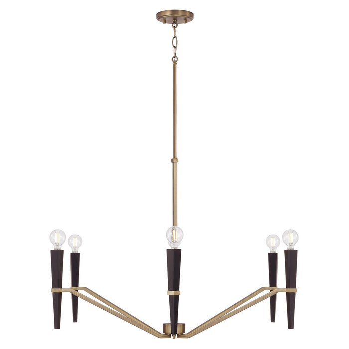 Capital Lighting 453861AB Six Light Chandelier, Aged Brass and Black (2)