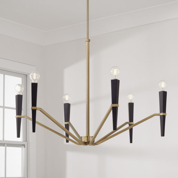 Capital Lighting 453861AB Six Light Chandelier, Aged Brass and Black (3)
