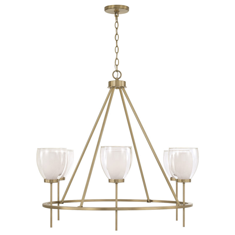 Capital Lighting 455961AD Six Light Chandelier, Aged Brass (2)