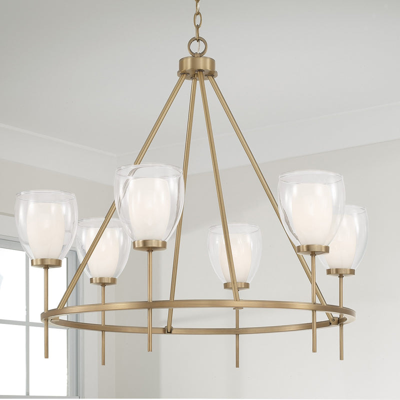 Capital Lighting 455961AD Six Light Chandelier, Aged Brass (3)